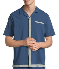 Rowm Seersucker Contrast Cabana Swim Top