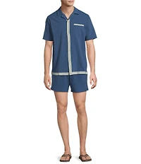 Rowm Seersucker Contrast Cabana Swim Top