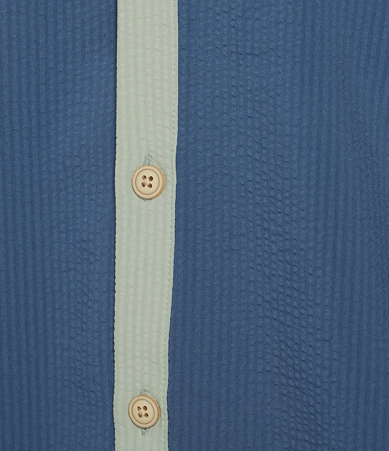 Rowm Seersucker Contrast Cabana Swim Top