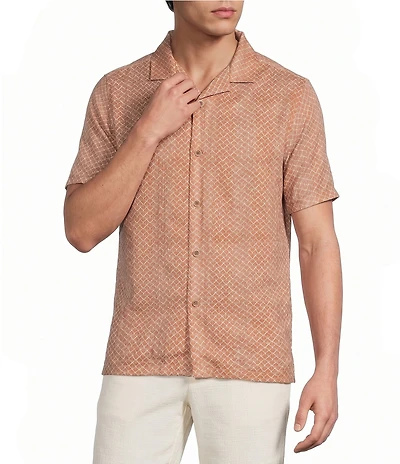 Rowm Short Sleeve Dobby Fan Print Shirt