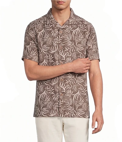 Rowm Short Sleeve Dobby Leaf Print Shirt