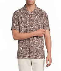Rowm Short Sleeve Dobby Leaf Print Shirt