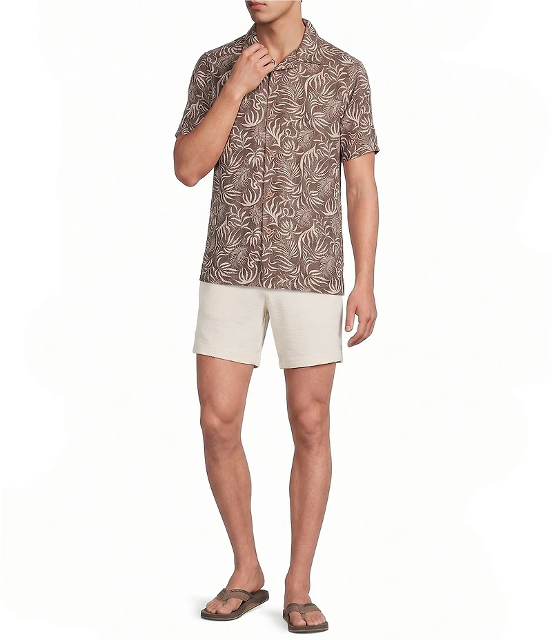 Rowm Short Sleeve Dobby Leaf Print Shirt