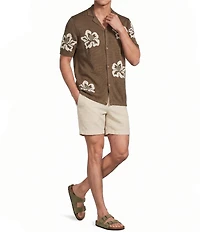 Rowm Short Sleeve Jacquard Button Front Sweater Knit Shirt