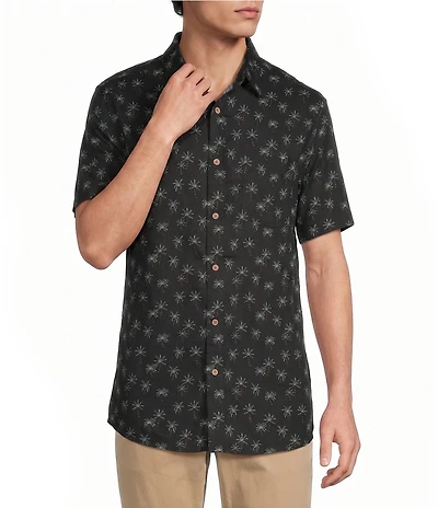 Rowm Short Sleeve Micro Palm Print Shirt