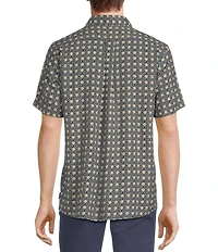 Rowm Short Sleeve Outsider Geo Floral Print Button Front Shirt