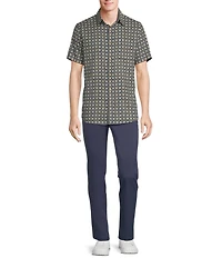 Rowm Short Sleeve Outsider Geo Floral Print Button Front Shirt