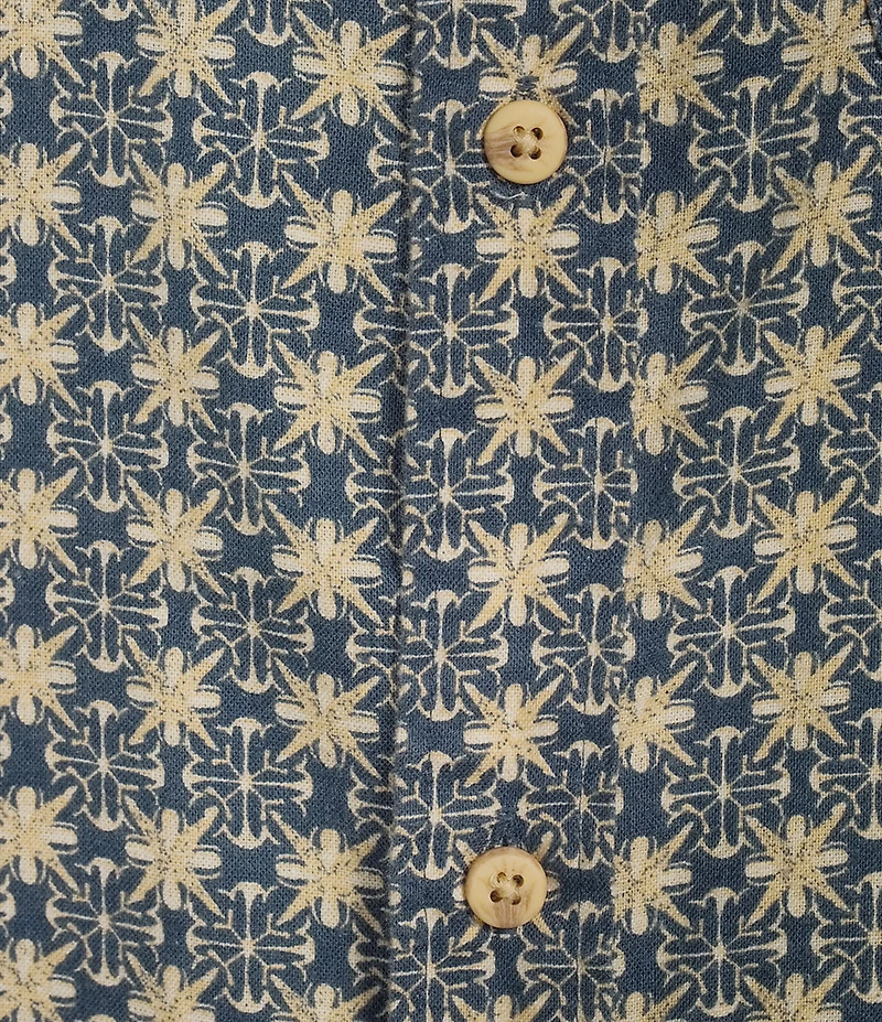 Rowm Short Sleeve Outsider Geo Floral Print Button Front Shirt