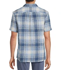 Rowm Short Sleeve Plaid Herringbone Button Front Shirt
