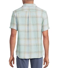 Rowm Short Sleeve Plaid Herringbone Button Front Shirt