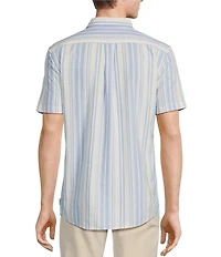 Rowm Short Sleeve Seersucker Awning Stripe Print Shirt