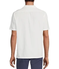 Rowm Short Sleeve Seersucker Embroidery Stripe Camp Shirt