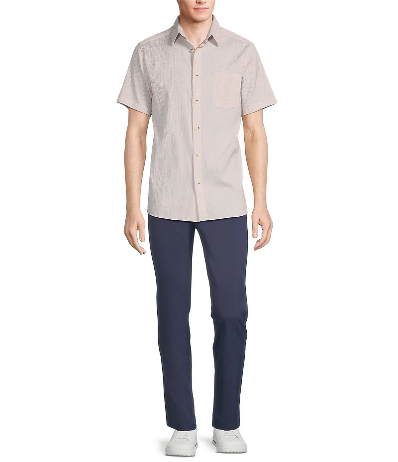 Rowm Short Sleeve Seersucker Faint Geo Print Shirt