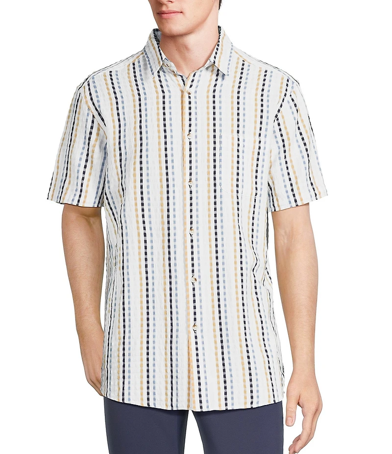 Rowm Short Sleeve Seersucker Micro Geo Print Shirt