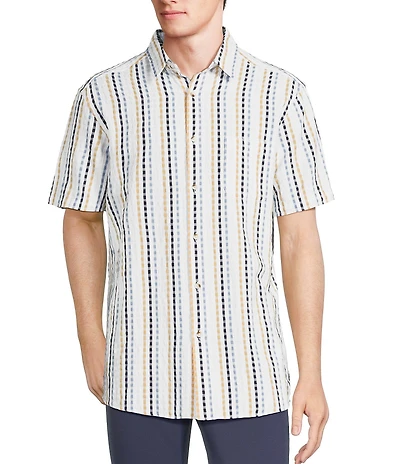 Rowm Short Sleeve Seersucker Micro Geo Print Shirt