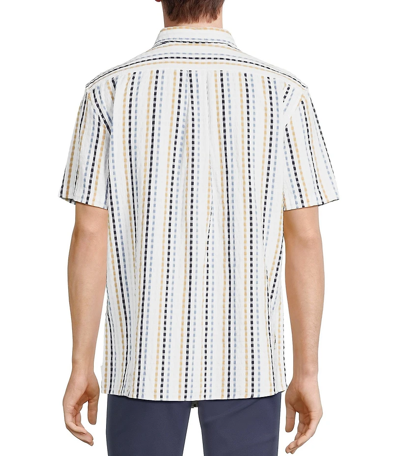 Rowm Short Sleeve Seersucker Micro Geo Print Shirt