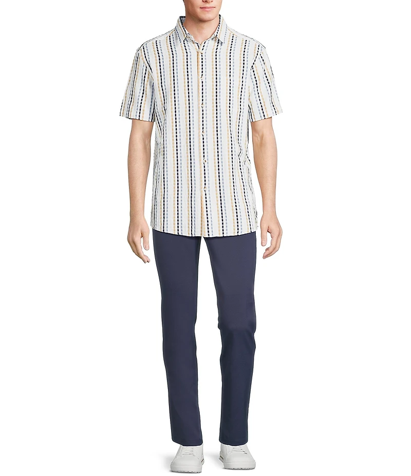 Rowm Short Sleeve Seersucker Micro Geo Print Shirt