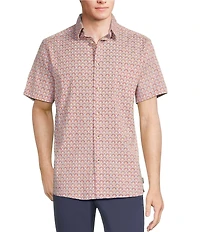 Rowm Short Sleeve Seersucker Geo Print Shirt