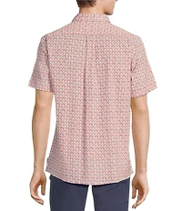 Rowm Short Sleeve Seersucker Geo Print Shirt