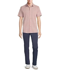 Rowm Short Sleeve Seersucker Geo Print Shirt