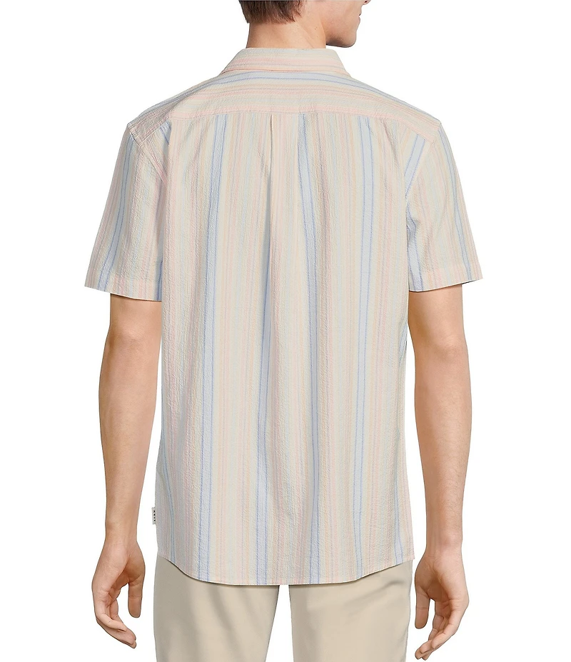 Rowm Short Sleeve Seersucker Multi Stripe Print Shirt