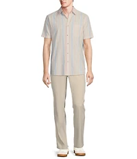 Rowm Short Sleeve Seersucker Multi Stripe Print Shirt