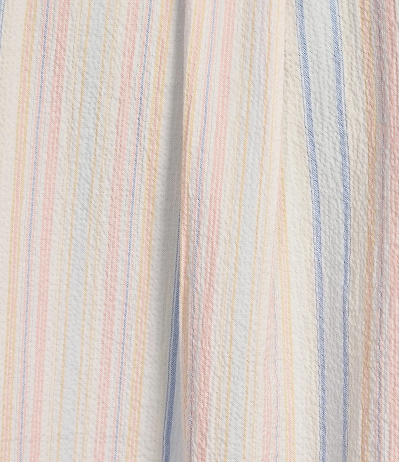 Rowm Short Sleeve Seersucker Multi Stripe Print Shirt