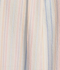 Rowm Short Sleeve Seersucker Multi Stripe Print Shirt