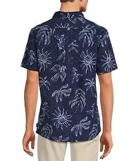 Rowm Short Sleeve Seersucker Sun Batik Print Shirt