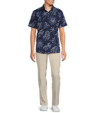Rowm Short Sleeve Seersucker Sun Batik Print Shirt