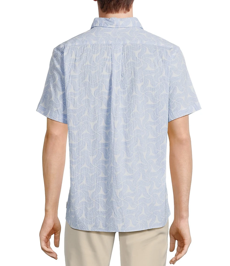 Rowm Short Sleeve Seersucker Swirl Print Shirt