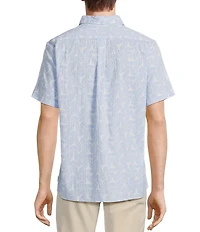 Rowm Short Sleeve Seersucker Swirl Print Shirt