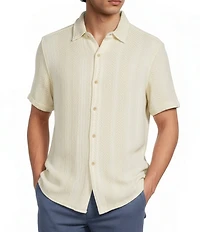 Rowm Short Sleeve Solid Herringbone Button Front Shirt