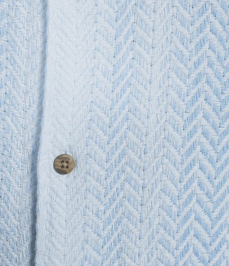 Rowm Short Sleeve Solid Herringbone Button Front Shirt