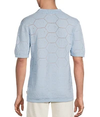 Rowm Short Sleeve Solid Jacquard Johnny Collar Knit Shirt