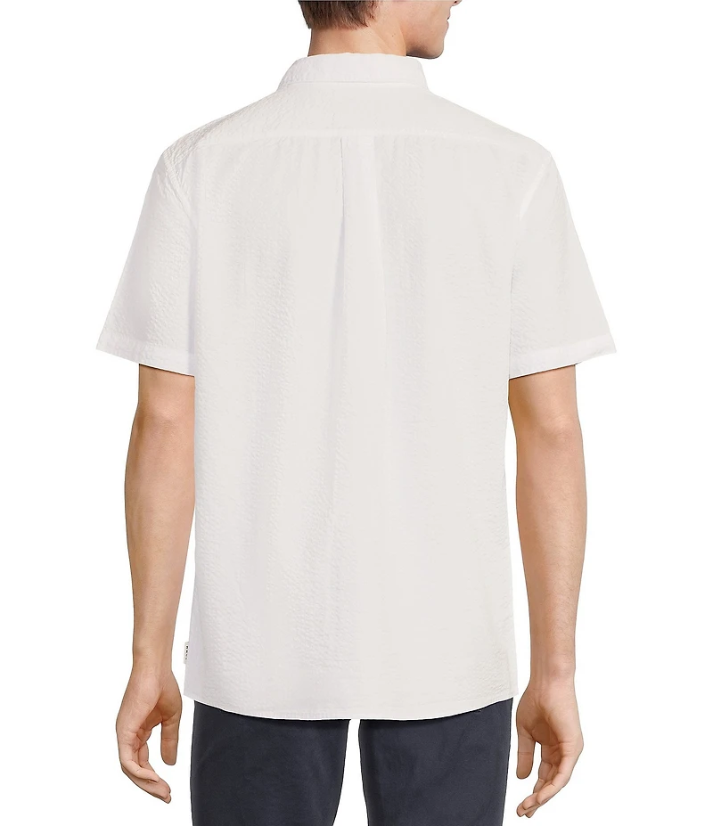 Rowm Short Sleeve Solid Seersucker Coatfront Shirt