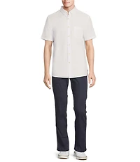 Rowm Short Sleeve Solid Seersucker Coatfront Shirt