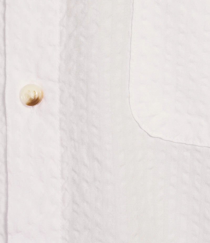 Rowm Short Sleeve Solid Seersucker Coatfront Shirt