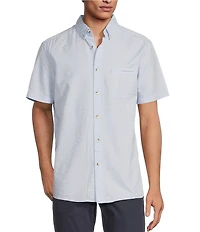 Rowm Short Sleeve Solid Seersucker Coatfront Shirt