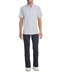 Rowm Short Sleeve Solid Seersucker Coatfront Shirt