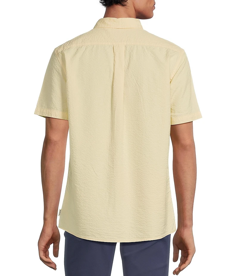 Rowm Short Sleeve Solid Seersucker Coatfront Shirt