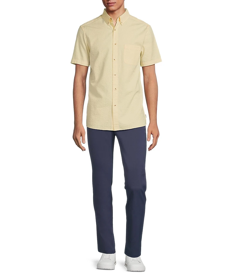 Rowm Short Sleeve Solid Seersucker Coatfront Shirt