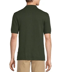 Rowm Short Sleeve Solid Slub Button Front Sweater Knit Shirt
