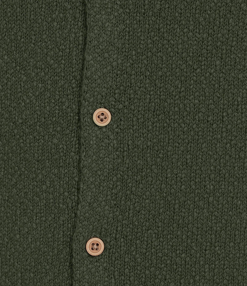 Rowm Short Sleeve Solid Slub Button Front Sweater Knit Shirt