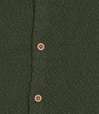 Rowm Short Sleeve Solid Slub Button Front Sweater Knit Shirt