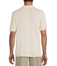 Rowm Short Sleeve Solid Slub Button Front Sweater Knit Shirt