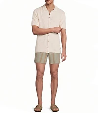 Rowm Short Sleeve Solid Slub Button Front Sweater Knit Shirt