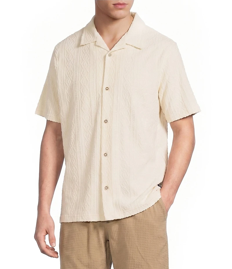 Rowm Short Sleeve Solid Terry Camp Shirt