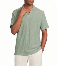 Rowm Short Sleeve Solid Terry Johnny Collar Shirt