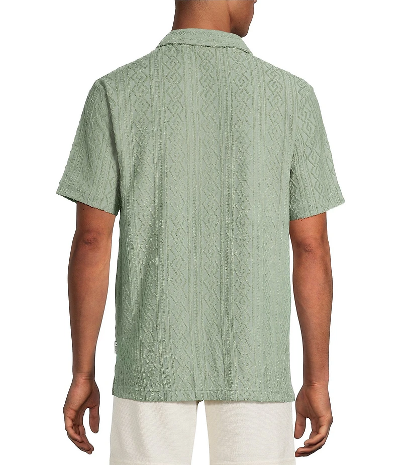 Rowm Short Sleeve Solid Terry Johnny Collar Shirt